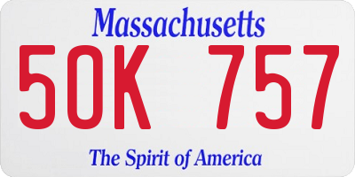MA license plate 5OK757