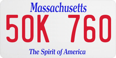 MA license plate 5OK760