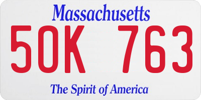 MA license plate 5OK763