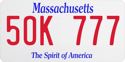 MA license plate 5OK777