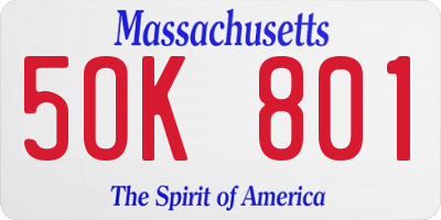 MA license plate 5OK801