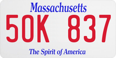 MA license plate 5OK837