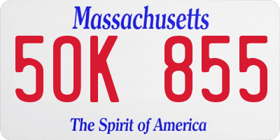 MA license plate 5OK855