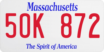 MA license plate 5OK872