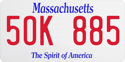 MA license plate 5OK885