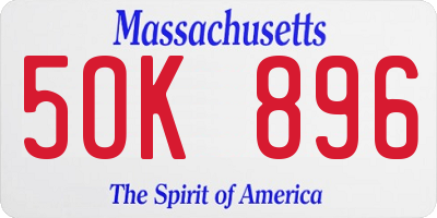 MA license plate 5OK896