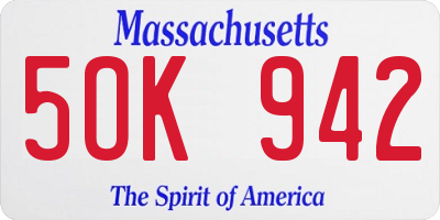 MA license plate 5OK942