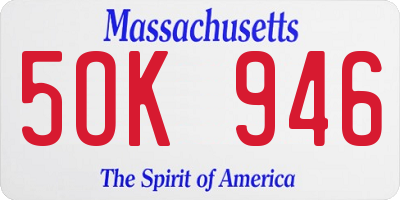 MA license plate 5OK946