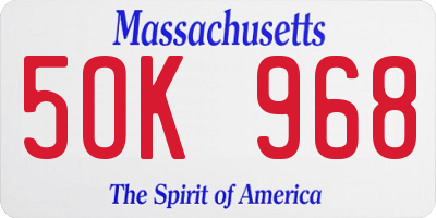 MA license plate 5OK968
