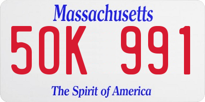 MA license plate 5OK991