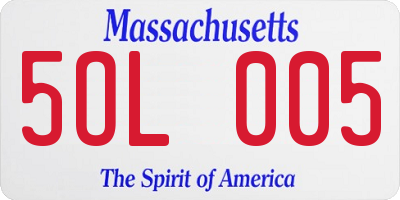 MA license plate 5OL005