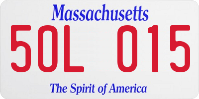 MA license plate 5OL015