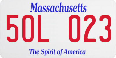 MA license plate 5OL023