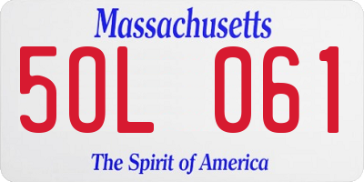 MA license plate 5OL061