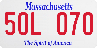 MA license plate 5OL070