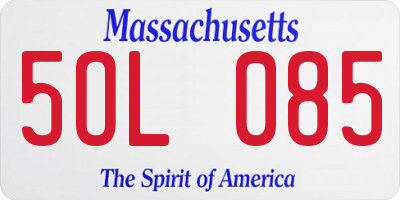 MA license plate 5OL085