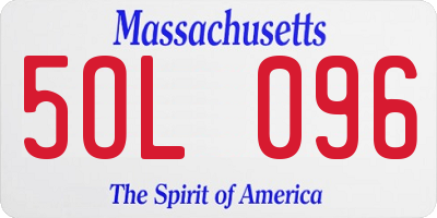 MA license plate 5OL096
