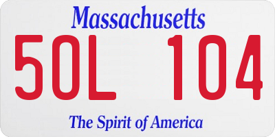 MA license plate 5OL104