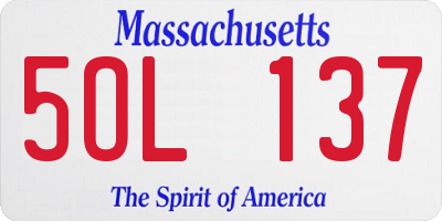 MA license plate 5OL137