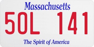 MA license plate 5OL141