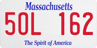 MA license plate 5OL162