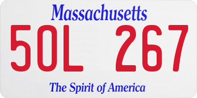 MA license plate 5OL267