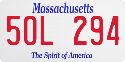 MA license plate 5OL294