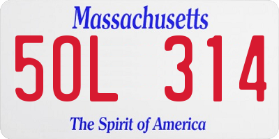 MA license plate 5OL314