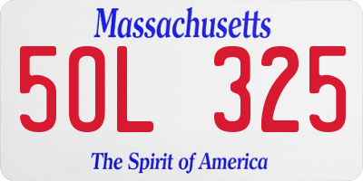 MA license plate 5OL325