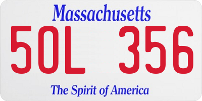 MA license plate 5OL356