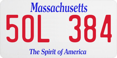 MA license plate 5OL384