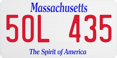 MA license plate 5OL435