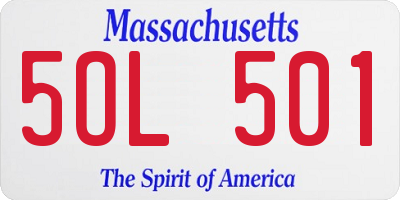 MA license plate 5OL501