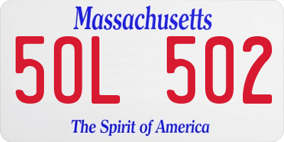 MA license plate 5OL502
