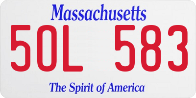 MA license plate 5OL583