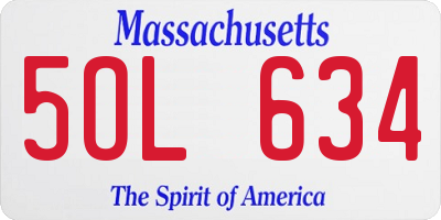 MA license plate 5OL634