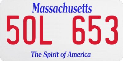 MA license plate 5OL653