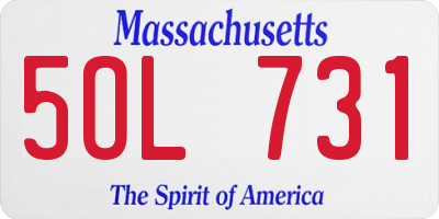 MA license plate 5OL731