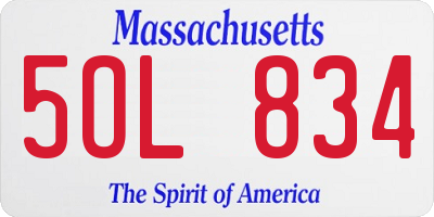 MA license plate 5OL834