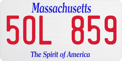 MA license plate 5OL859