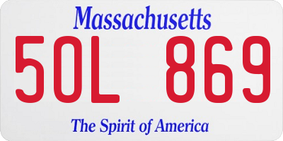 MA license plate 5OL869