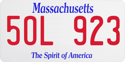 MA license plate 5OL923