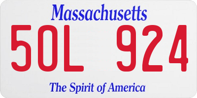 MA license plate 5OL924