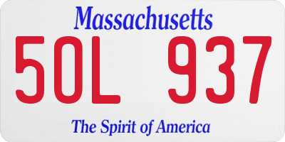 MA license plate 5OL937