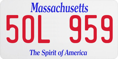 MA license plate 5OL959