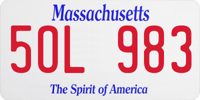 MA license plate 5OL983