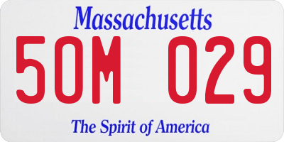 MA license plate 5OM029