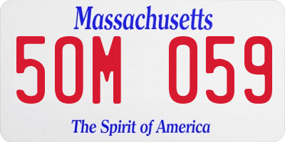 MA license plate 5OM059