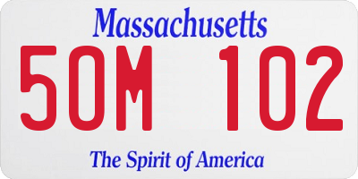MA license plate 5OM102