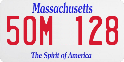 MA license plate 5OM128